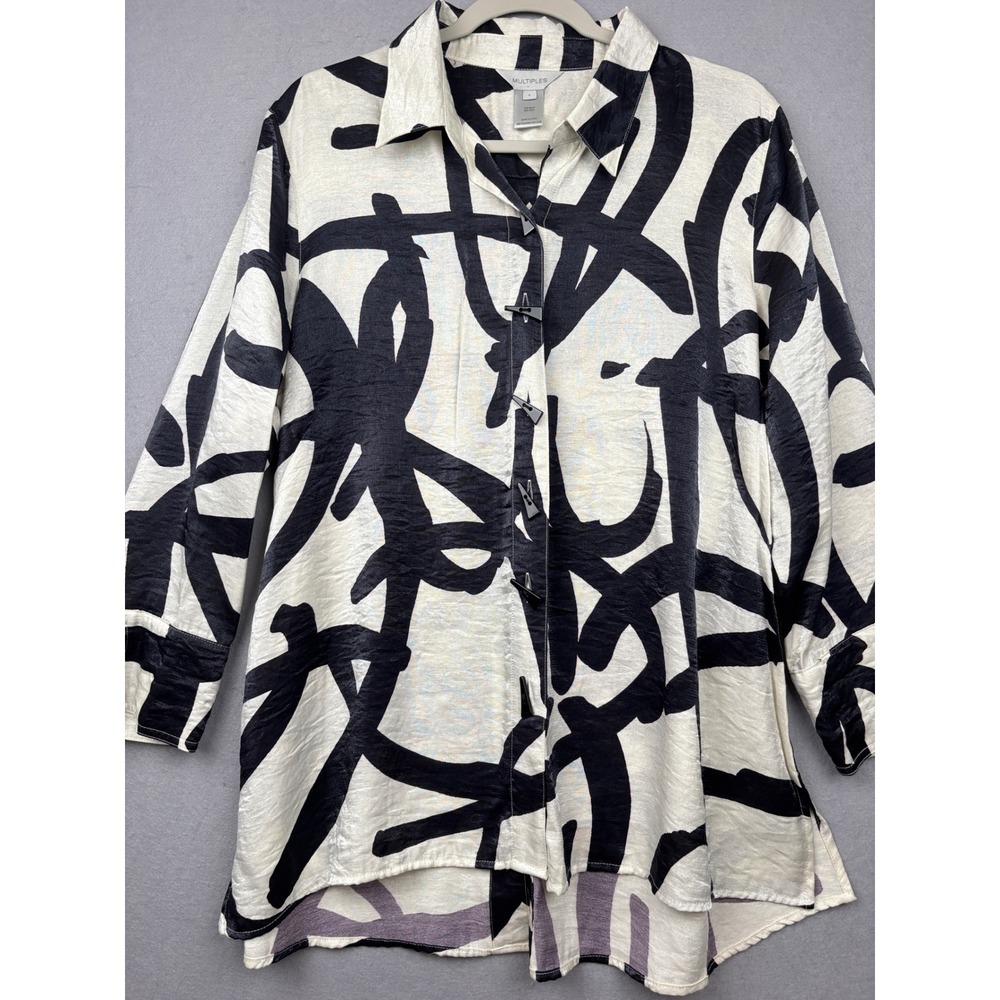 Multiples Shirt Womens L Toggle Button Abstract Print